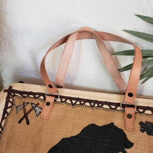 NWOT Western Boho Canvas Leather Large Bag Duffle - Picture 9 of 13